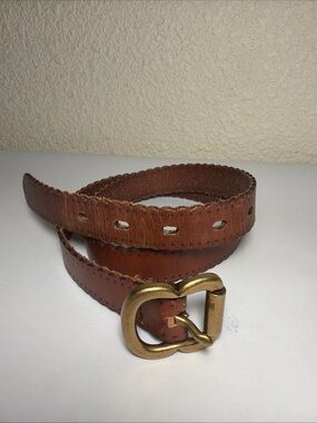 Fossil Brown Scalloped Leather Belt